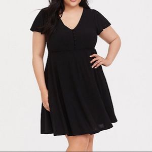 Torrid v-neck black flutter sleeve dress